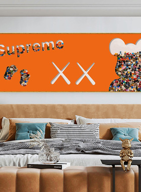 创意积木客厅挂画潮流kaws卧室床头暴力熊装饰画潮玩店芝麻街壁画