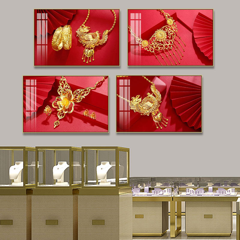 珠宝店婚庆金饰装饰画黄金手镯画
