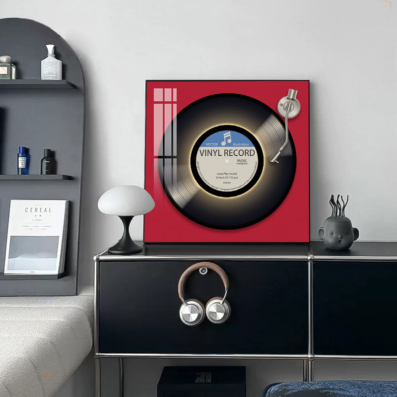 黑胶唱片装饰画蓝牙音响客厅氛围感摆画卧室墙发光挂画创意礼物
