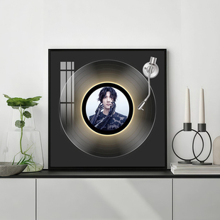 王力宏专辑封面黑胶唱片装饰画客厅创意发光礼物摆件蓝牙音响摆画