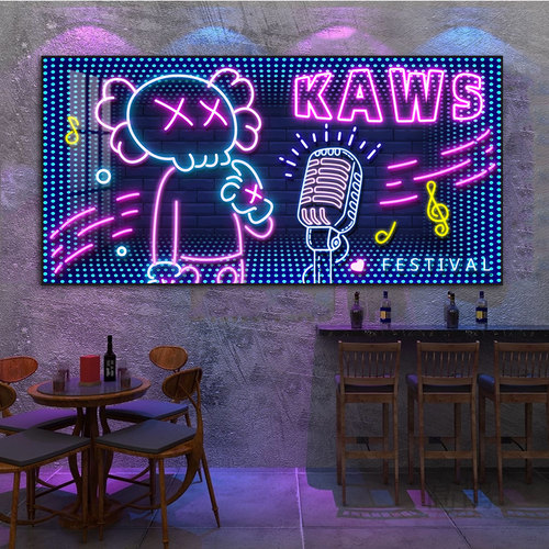 KAWS发光画芝麻街潮流霓虹灯创意