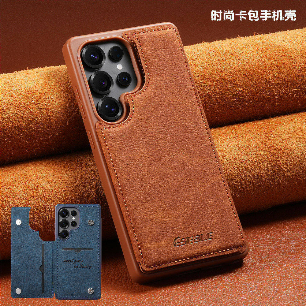 【后插卡皮套】适用Galaxy三星S24Utra 5g手机壳fe翻盖式S24+plus保护套S9280防摔防撞可插卡支架S24u外套男