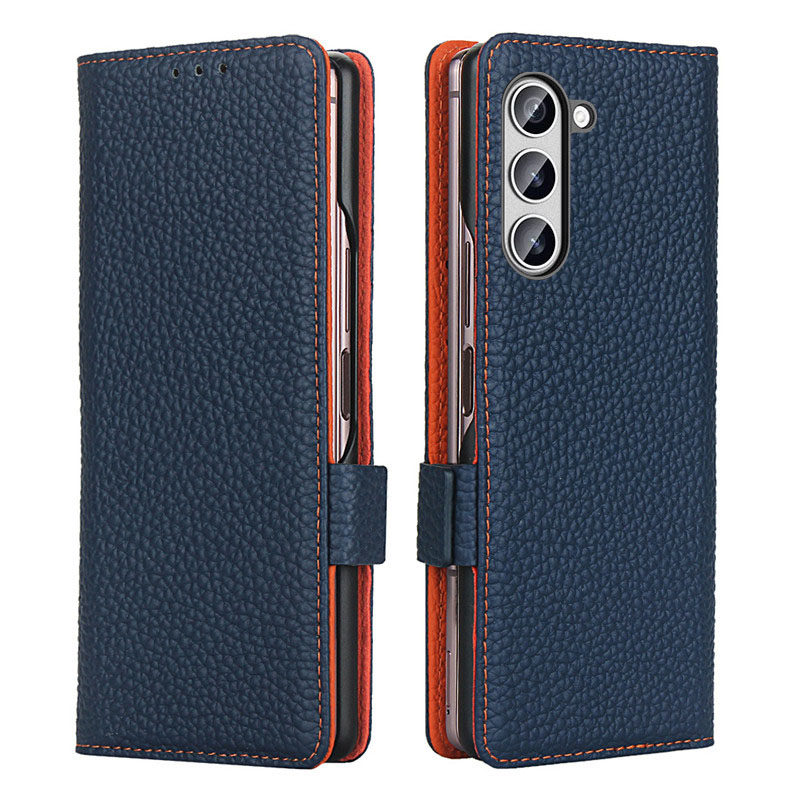 适用三星ZFold3/4手机壳ZFold5/6 5g保护套W25高档W23折叠屏带插卡插牛皮W24翻盖式Galaxy真皮男女士卡包原装