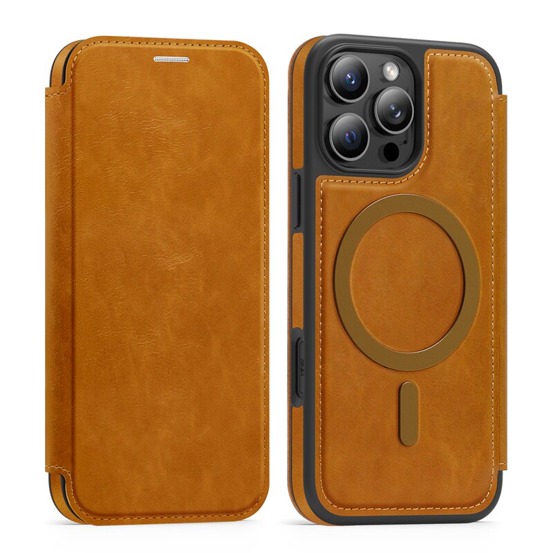 翻盖式超薄卡包适用苹果17手机壳磁吸皮套iPhone17pro max磨砂带卡套插卡17air皮纹17por男士复古风全包17PM