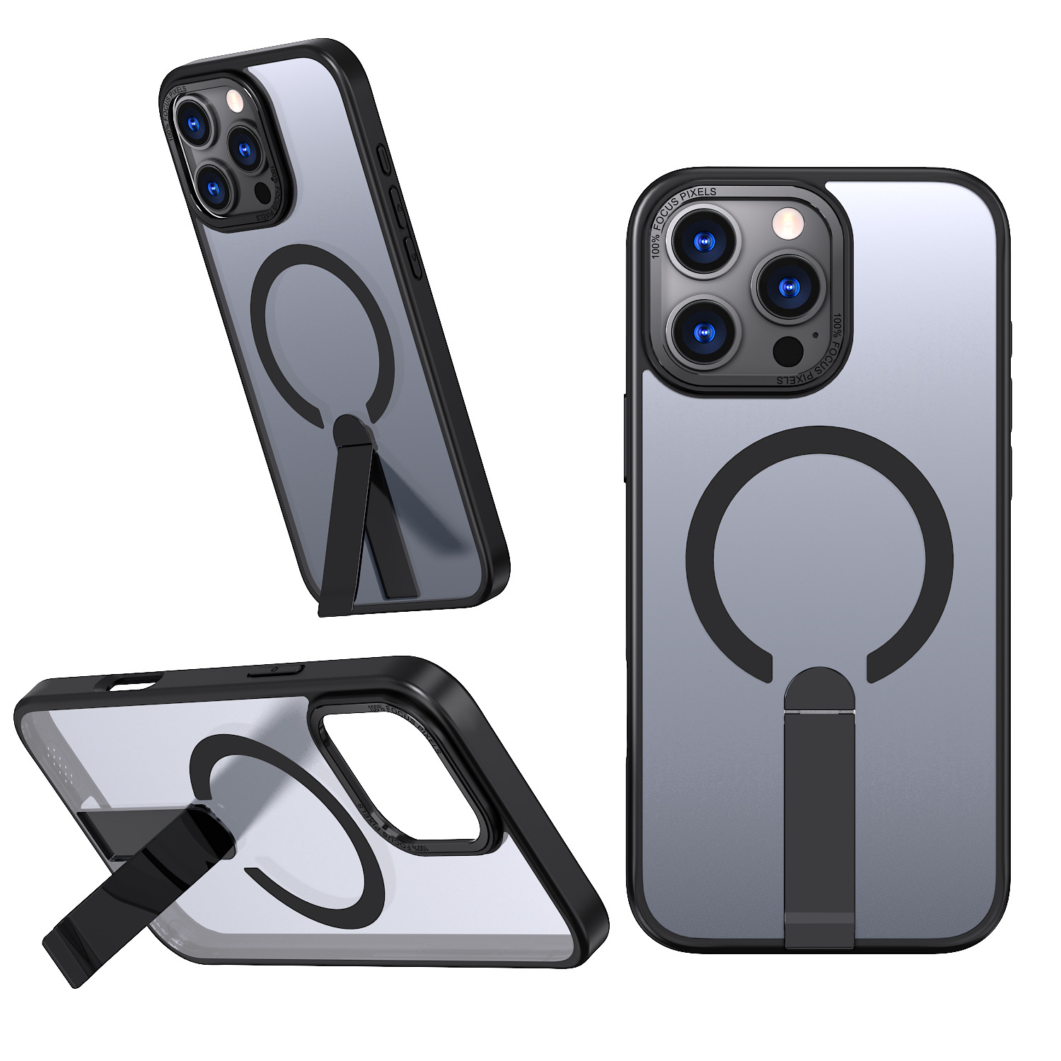 适用苹果14pro手机壳iphone13pro软边全包保护壳14plus防摔磁吸充电带支架13pro max磨砂防指纹14por潮牌男女