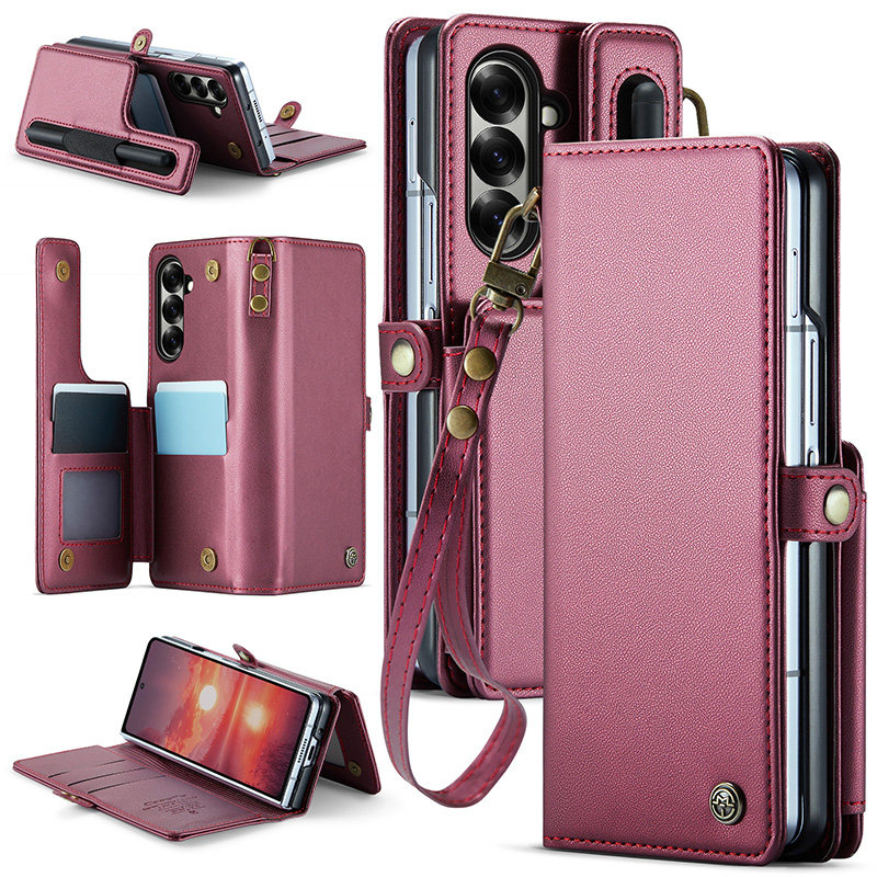 适用三星Galaxy Z Fold7折叠屏手机壳5g翻盖新款ZFold6保护套插卡手挂绳F9560外壳F9660全包防摔壳子高档男女