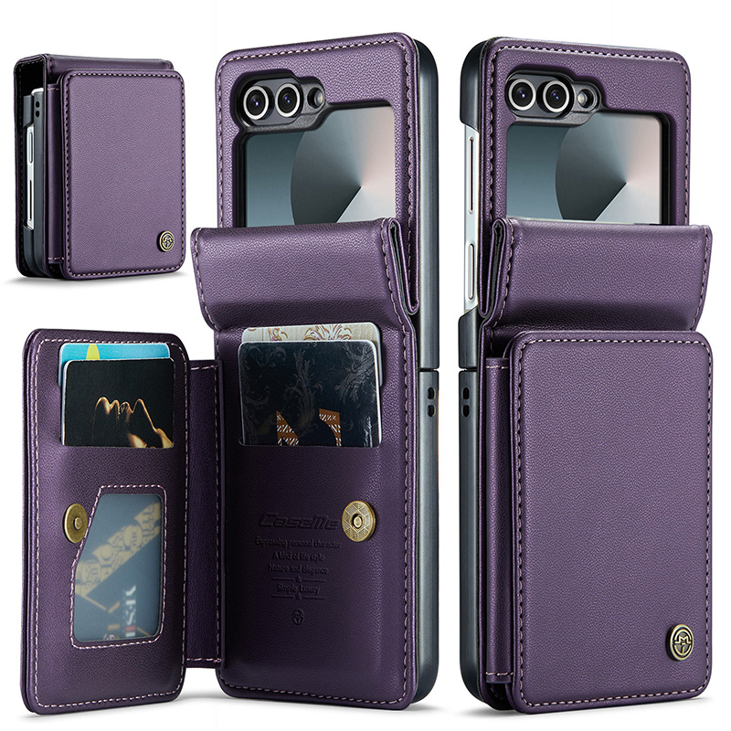 适用三星Galaxy Z Flip6折叠屏手机壳翻盖flip5保护套插卡F7310手挂绳外壳SM-F7410全包防摔真皮壳子高档男女