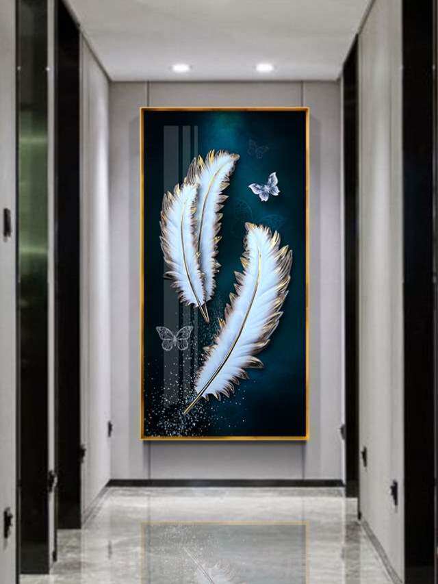 入户迎门墙玄关装饰画现代简约大气晶瓷画酒店大厅样板房轻奢挂画