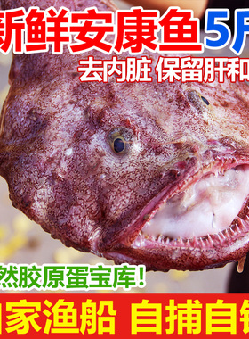 安康鱼新鲜5斤大嘴大鱼带肝带肚蛤蟆丑鱼冷冻海鲜包邮