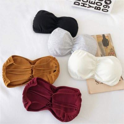 Tube top strapless wrapped chest strap chest pad bra