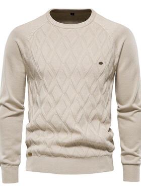 Men Sweaters Solid Color O-neck Long sleeve Knitted Pullover