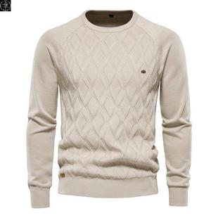 Men Sweaters Solid Color O-neck Long sleeve Knitted Pullover
