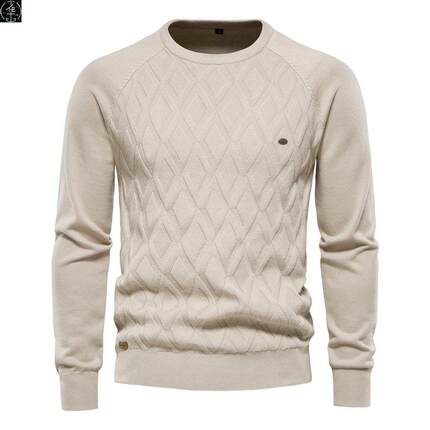 Men Sweaters Solid Color O-neck Long sleeve Knitted Pullover