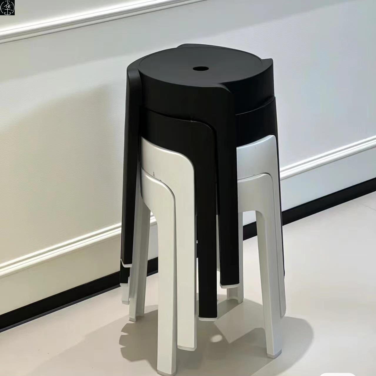 Nordic round stool plastic adult stackable high table chair1