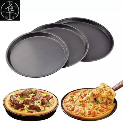 Round Pizza Plate Pan Deep Dish Tray Carbon Steel Non-stick