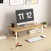 Office Stand Dual Large Wood Monitor Solid Shelf Riser Desk