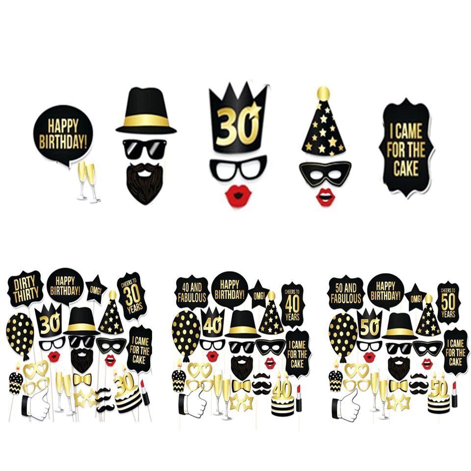 Tronzo DIY 28pcs/lot Photo Booth Prop Happy Birthday 30th 40