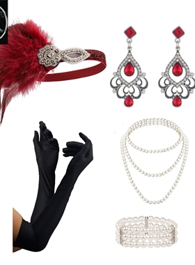 1920s Flapper Gatsby 舞会派对套装主题派对年会万圣节羽毛发带