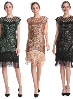 Womens 20s Vintage Flapper Great Gatsby Party Art Deco Dress