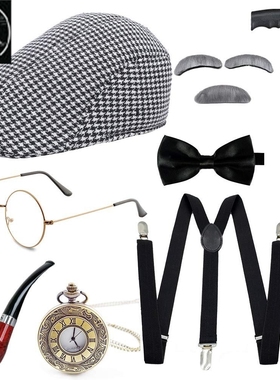 1920年代盖茨比主题化妆派对欧美万圣节老人服装帽子眼镜拐杖套装