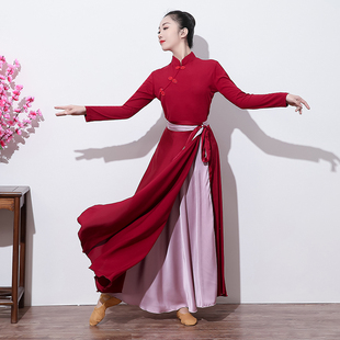 广场舞双面穿大摆裙跳舞长裙套装 新款 中国舞蹈服装 花与影灯火里