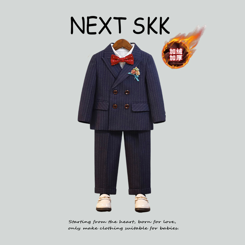 英国NEXT SKK男童冬季加绒加厚西服套装洋气花童婚礼演出绅士礼服