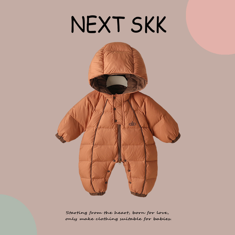 英国NEXT SKK冬季婴幼儿羽绒服加厚保暖外出服纯色男女宝宝连体衣