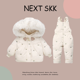 保暖宝宝外出服可爱背带裤 冬季 两件套 SKK儿童羽绒服套装 英国NEXT