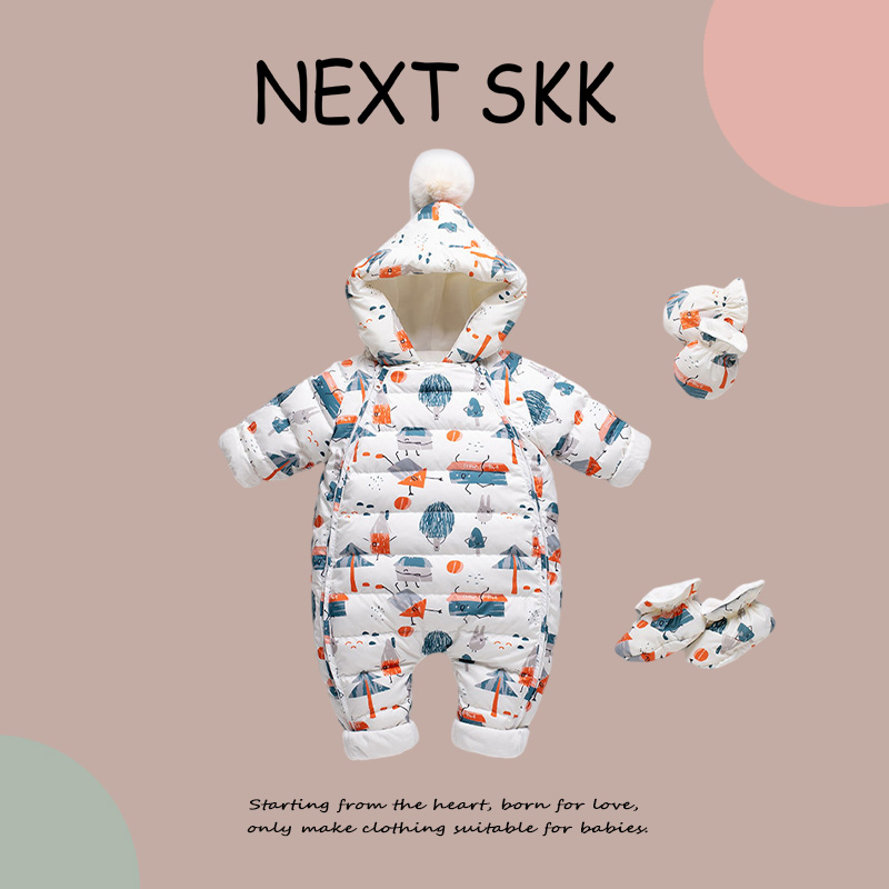 英国NEXT SKK冬季婴幼儿羽绒服连体衣宝宝外出保暖抱衣小月龄爬服