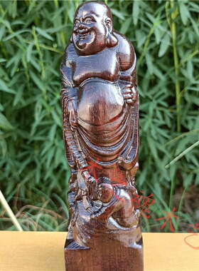 越南沉香木雕刻三子弥勒佛像家居客厅摆件送子弥勒佛送礼工艺品