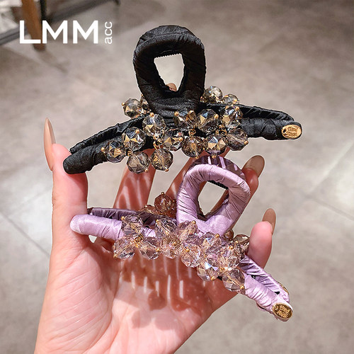 轻奢水晶鲨鱼夹发量多盘发新款