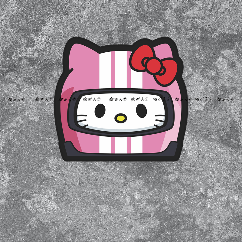 kt猫头盔卡通汽车玻璃窗油箱盖划痕遮挡防水贴纸摩托车头盔装饰贴