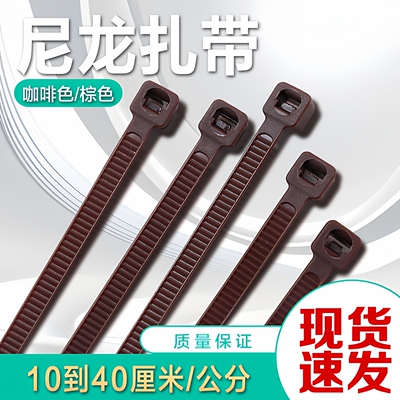 咖啡色尼龙扎带棕色自锁式