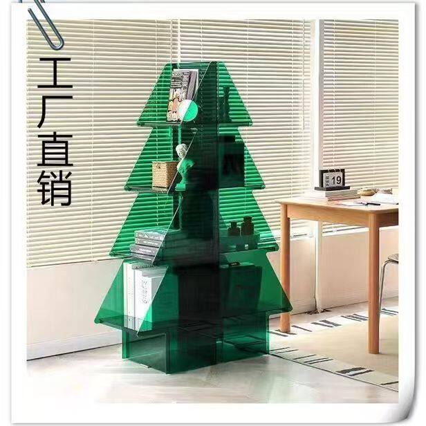 网红轻奢亚克力圣诞树落地书架