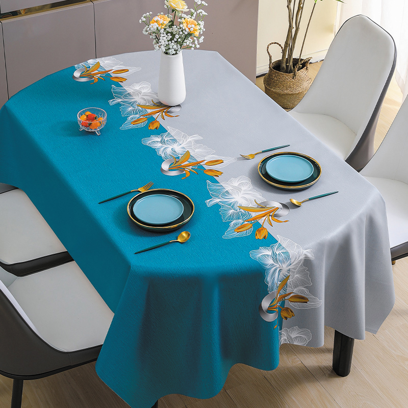 新款椭圆形桌布免洗防油防水防烫PVC客厅氛围感餐桌布椭圆桌台布