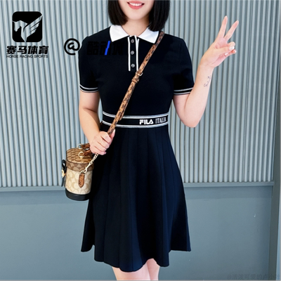 FILA女子修身Polo领短袖连衣裙