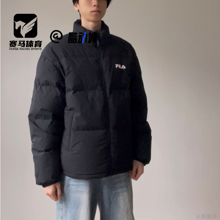 FILA黑色男子防风保暖羽绒服