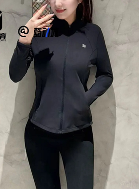 KOLON SPORT可隆黑色女子百搭修身运动休闲夹克外套LKJK6SN330