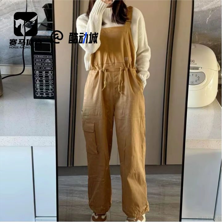 可隆女子阔腿休闲工装背带裤