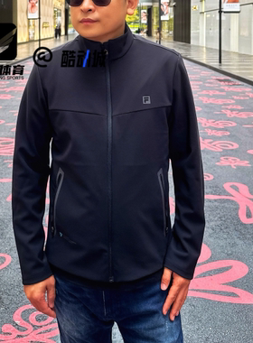FILA斐乐 Fitness Knit Zip Top黑色男子修身夹克A11M441501FBK