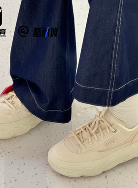 FILA斐乐 岩石鞋米白女子厚底透气运动休闲鞋帆布鞋F12W421301FWG