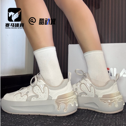 FILA斐乐CACTI 仙掌鞋白灰女子舒适百搭低帮板鞋F12W531208FBA