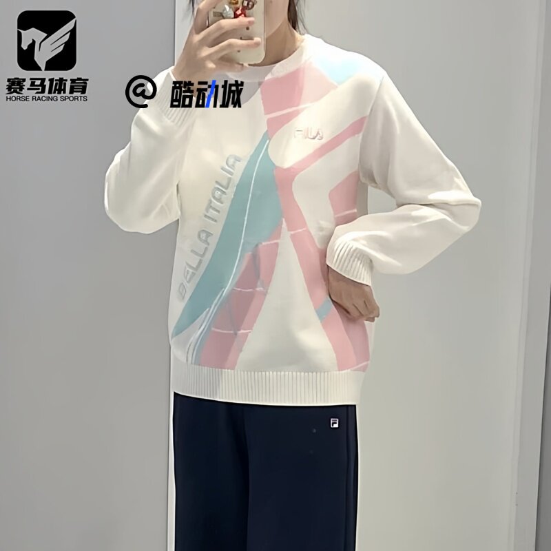 斐乐云菇白青少年柔软舒适毛衣