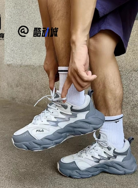 FILA斐乐蕨草2代灰色男子厚底耐磨老爹鞋运动休闲鞋F12M531101FVA