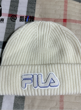 FILA斐乐 白色男女户外百搭运动休闲防风保暖绒线帽F13U449233FIV
