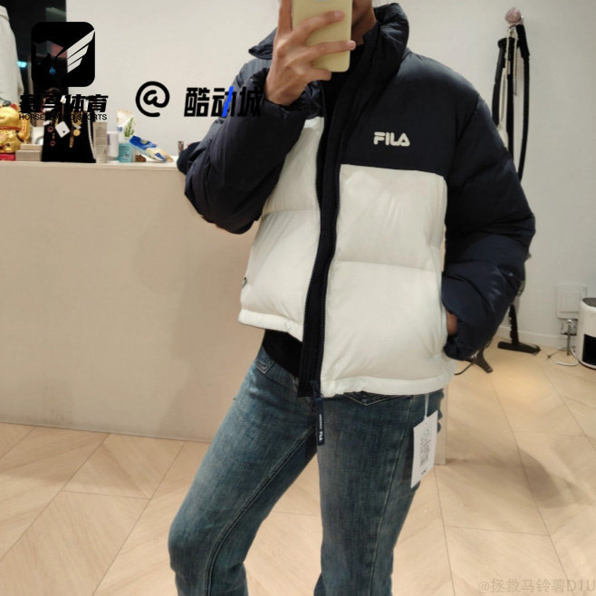 斐乐女子立领面包服短款羽绒服