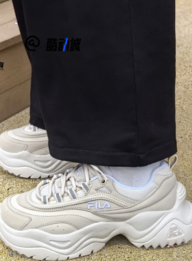 FILA斐乐 Ray 1 米白女子厚底增高运动休闲鞋老爹鞋T12W014201FAG