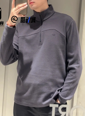 KOLON SPORT可隆灰色男士百搭半拉链运动休闲长袖T恤TLTBW25531