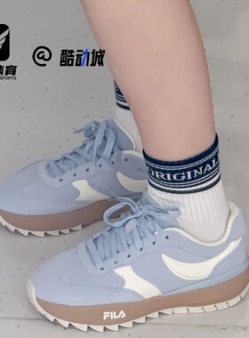 FILA斐乐 弯月鞋蓝色女子透气增高摩登休闲鞋德训鞋F12W441125FNG
