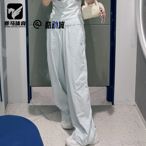 斐乐浅榆绿女子宽松梭织休闲裤